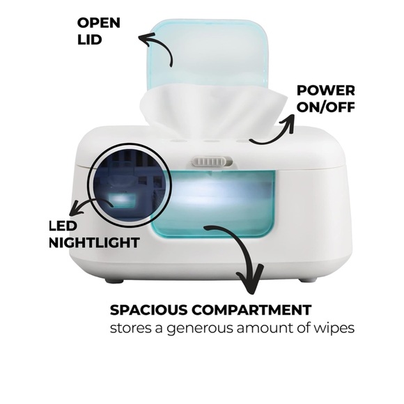 Brand New Wipe Warmer & Dispenser with LED Changing Light & On/Off Switch - Picture 2 of 7